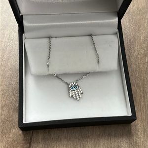 Sterling Silver Evil Eye Hand Necklace